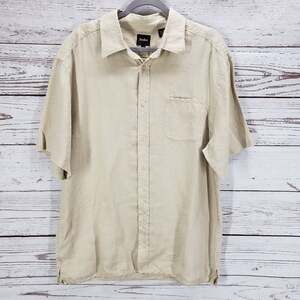 Neiman Marcus Men's Beige 100%Linen Button Down Short Sleeve Shirt Size XXL